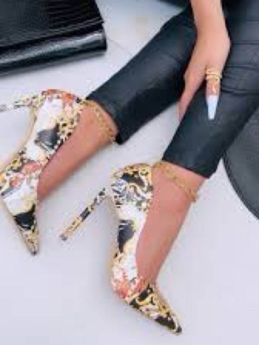 Women's Patterned Pointed-Toe Stiletto Heels in Brown and Multicolor